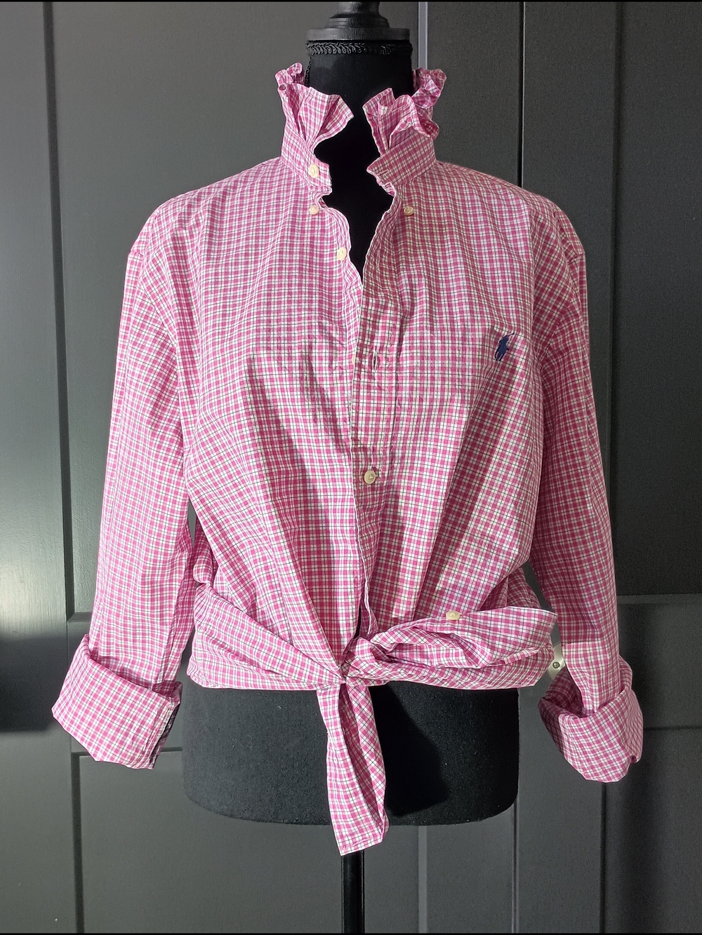 Upcycled Women's Ralph Lauren Ruffled Collar Shirt #045 - Picture 2 of 9